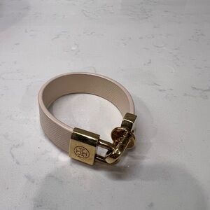 Tory Burch beige bracelet with Gold Buckle